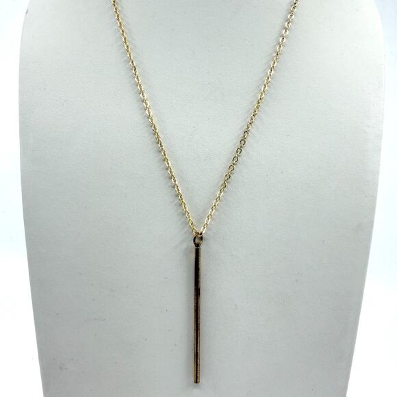 Unbranded Jewelry - Gold Tone Minimalist Bar Pendant Necklace Essential Layering Statement Dainty